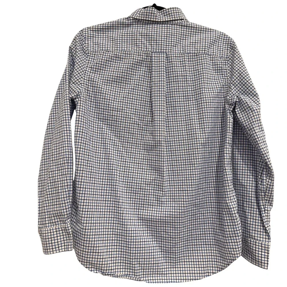 Polo Ralph Lauren Boys Blue Check Natural Stretch Button Down Shirt L 14-16